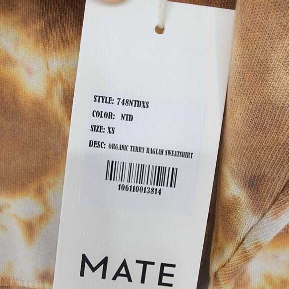 Mate the Label Women's Organic Terry Tie Dye Raglan Pullover Sweatshirt Size XS - Picture 5 of 6